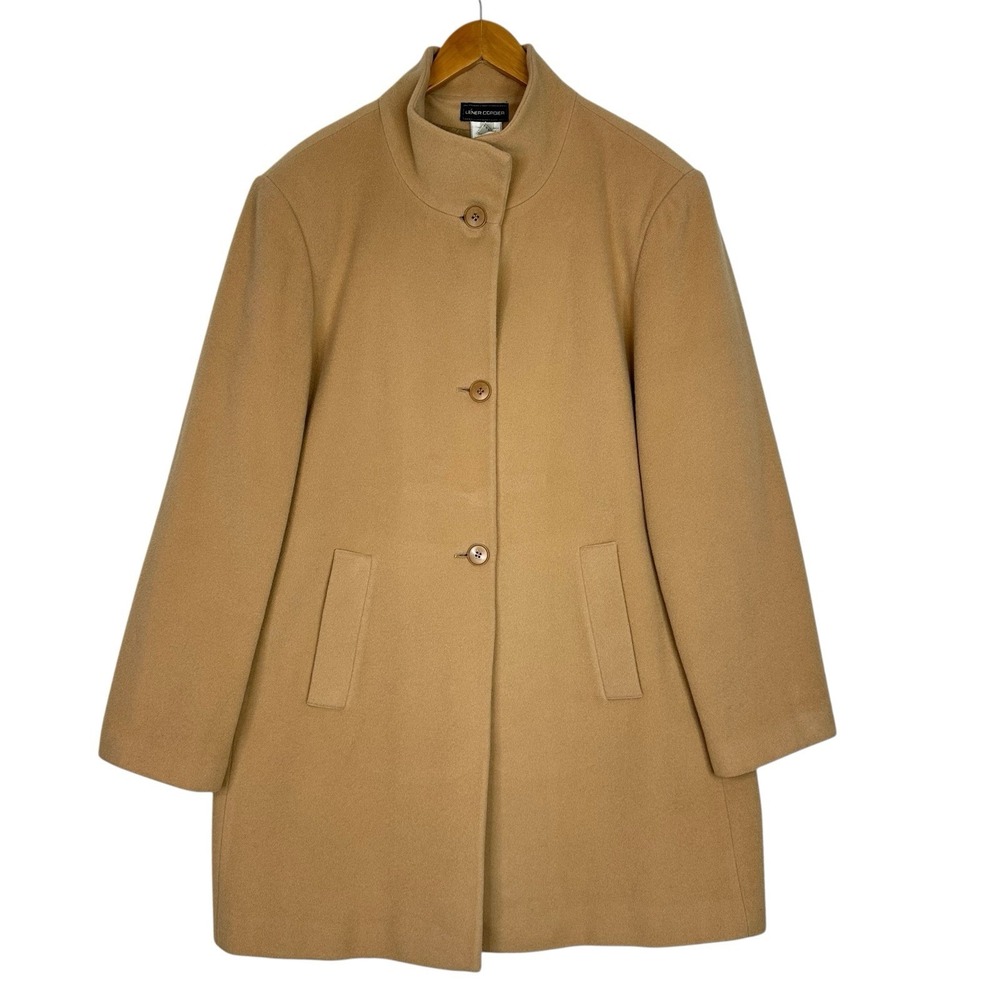 Lener Cordier Wool Cashmere Coat Camel Made in France Women's FR 44 US 16